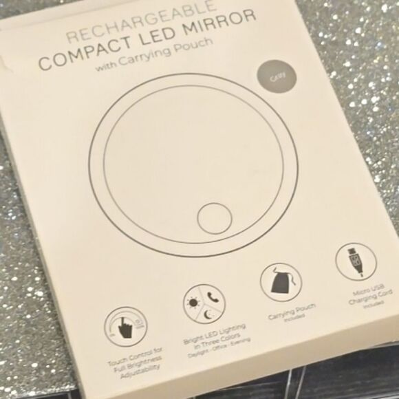 Zadro Rechargeable Compact LED Mirror w/Carrying Pouch- Grey - Picture 9 of 12
